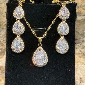 Gold and crystal matched set